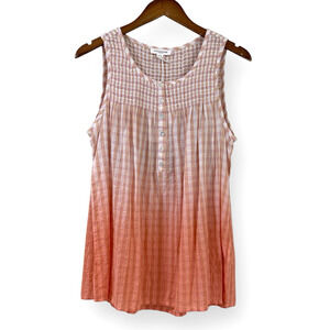 Beach Lunch Lounge Cotton Coral Ombré Sleeveless Blouse Tunic Tank Top Size M